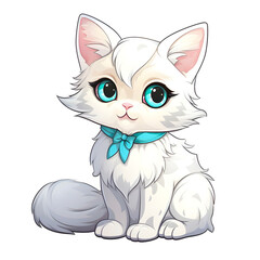 Fototapeta premium Cute little cat cartoon, transparent background PNG