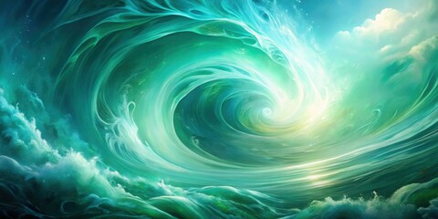Obraz premium A Whirlwind of Ocean Water Creates a Spiraling Abyss of Turquoise Hues and Sparkling Foam