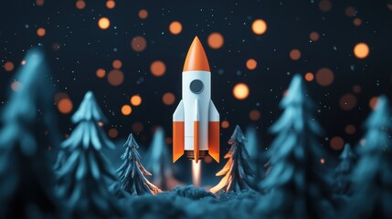 Festive Rocket Launch Christmas Space Exploration