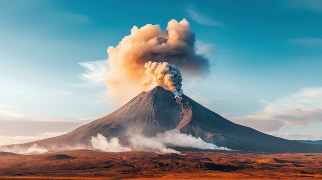 Erupting Volcano Dramatic Landscape Kunashir Island Russia
