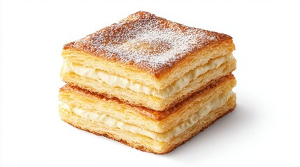 Fototapeta premium Delicious Cream Filled Puff Pastry Squares Bakery Treat Sweet Dessert