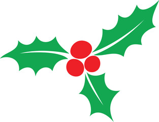 Holly christmas clip art design on plain white transparent isolated background for card, shirt, hoodie, sweatshirt, apparel, card, tag, mug, icon, poster or badge
