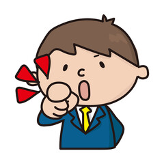 Obraz premium ズバッと指差す新入社員の男の子