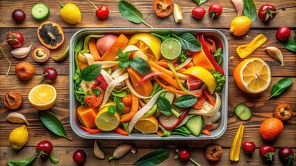 A Colorful Medley of Fruit and Vegetable Peels, Leftovers, and Scraps,  Ready for Composting or Other Sustainable Uses