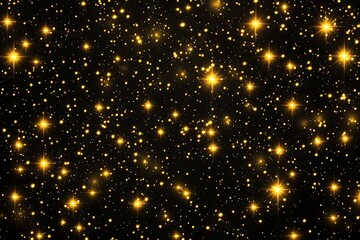 Obraz premium Radiant Golden Sparkles Glitter and Bokeh Lights on Dark Background for festive, Holidays, Banner