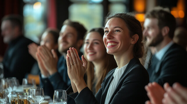 Audience enjoys a lively performance during an elegant dining event in an upscale venue