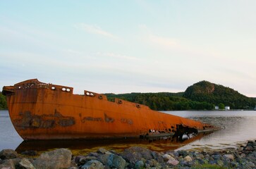 rusty sunken ship