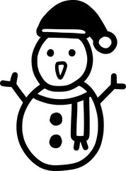 Snowman christmas winter clip art design on plain white transparent isolated background for card, shirt, hoodie, sweatshirt, apparel, card, tag, mug, icon, poster or badge