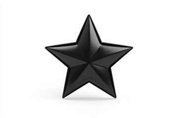 Obraz premium Sleek black three-dimensional star on white background