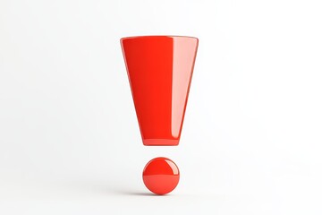 Shiny red exclamation mark on white background for attention grabbing
