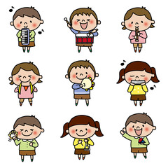 楽器を演奏する子供たちセット