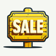 Wooden signboard, board with the inscription "Sale", even colors