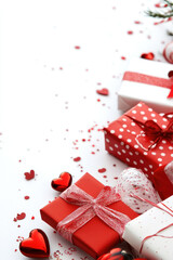 Obraz premium Red valentine vertical background for greeting, invitation, social media
