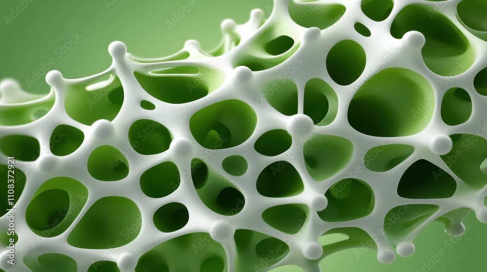 Fototapete abstract green and white organic structure with fluid-like forms and patterns