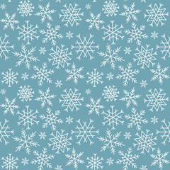 winter festive pattern of snowflakes, snow print for wrapping paper, christmas vector background