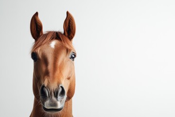 Close-up of a brown horse with white marking on forehead