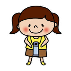 水筒を首から下げる子供（女の子）
