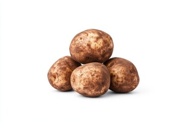 Fresh raw potatoes on white background