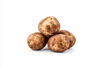 Fresh organic potatoes on a white background