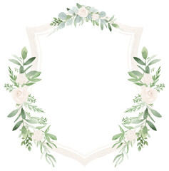 Greenery and White Floral Wedding Crest - Monogram Crest - White Floral Luxury Watercolor Wedding...
