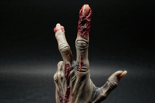 Realistic Macabre Zombie Finger Prop with Grimy Texture and Spindly Shape