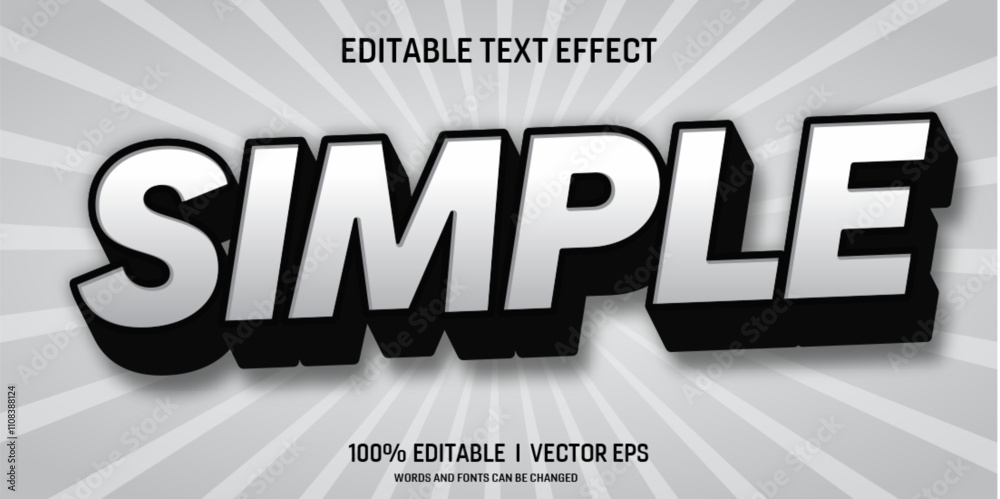 Poster  simple vector 3d text effect with modern style design