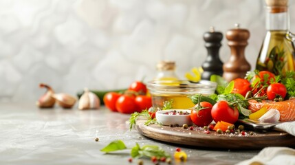 Gourmet cuisine displayed with ample room for your text or graphics