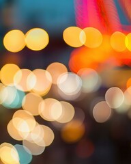 Colorful blurred lights at night. AI.