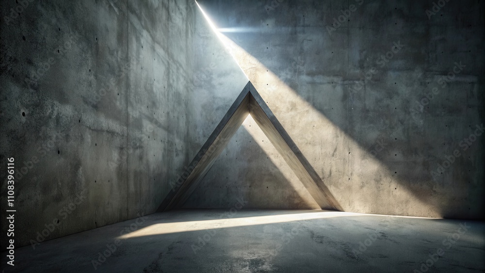 Aufkleber A triangular opening in a concrete room, bathed in a soft, warm light.  The light casts sharp shadows, creating a dramatic and abstract composition.
