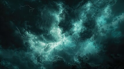Fototapeta premium Dramatic Thunderstorm with Lightning Striking through Dark Clouds Illuminating the Sky in a Powerful Display of Nature's Fury