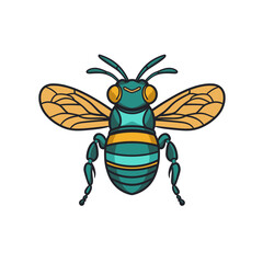 Colorful cartoon bee with intricate wings and vibrant colors