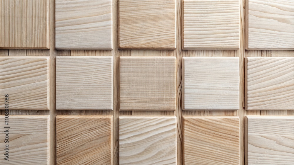 Poster A repeating pattern of wood squares, showcasing the intricate grain patterns and subtle variations in color.