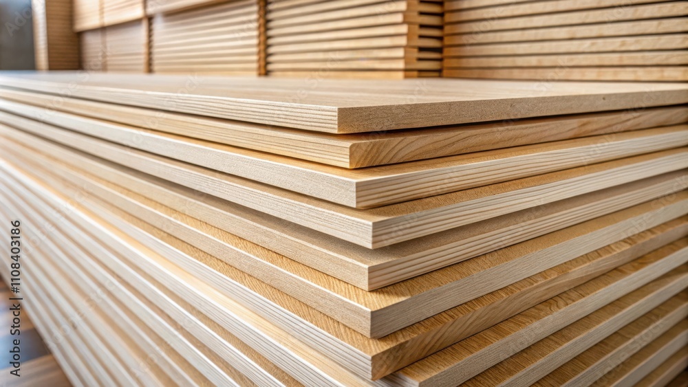 Aufkleber a stack of wooden boards, arranged in a neat and symmetrical pattern, showcasing the natural beauty 