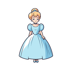 Fototapeta premium Classic fairytale character in elegant blue dress