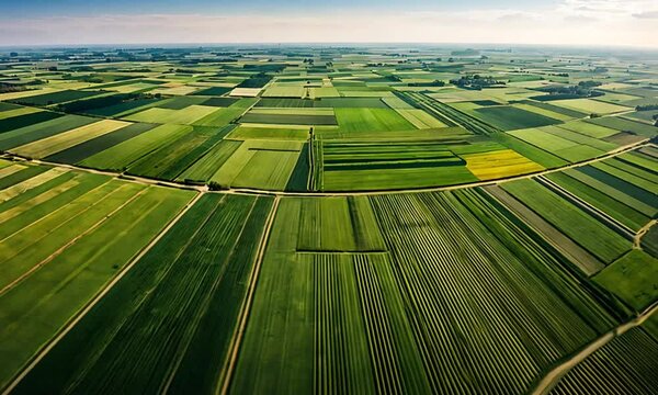 Aerial View of Agricultural Crop Lines