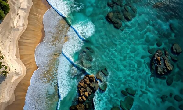 Aerial View Of Calm Beach