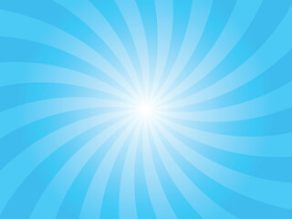 Obraz premium Abstract Blue Background with Rays Retro Starburst Rays. Deep Sky Blue Sunburst Background Vector Illustration Pattern Beam Rays. Spiral Radial Striped Backdrop. Vector Illustration.