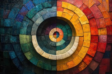 Fototapeta premium Circular arrangement of ankara symbols and words forms a vibrant artistic display