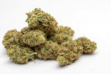 Close-up of isolated cannabis buds on a white background, bud, nature, plant life, close-up