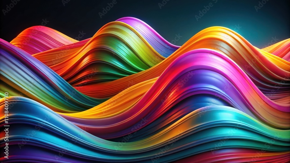 Poster abstract colorful waves of liquid, intertwining to form a dynamic composition of color and motion