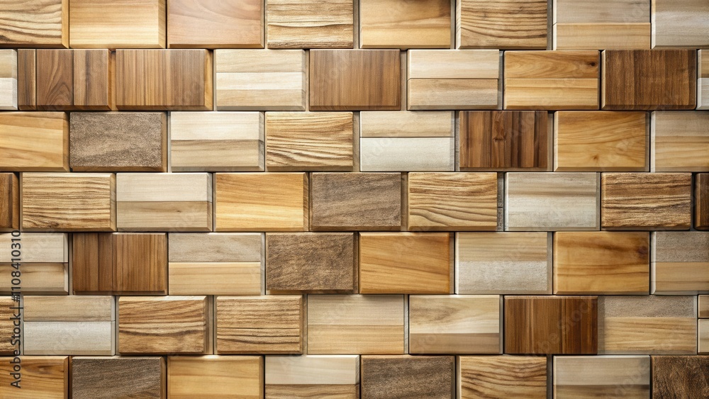 Poster A seamless pattern of wood blocks, arranged in a staggered pattern to create a textured and visually appealing surface.