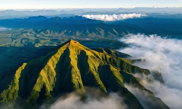 Aerial View of Mountains and Verdant Land