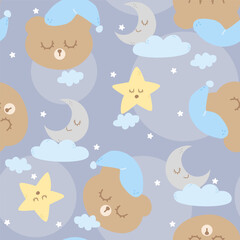 Seamless pattern good night bear