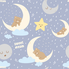 Seamless pattern good night bear