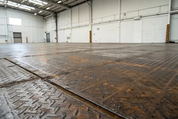 Industrial steel floor with grunge texture, steel plate, industrial
