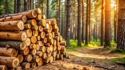 Stack of firewood logs in a forest setting, firewood, logs, woodpile, natural, forest, renewable, fuel, heating, winter