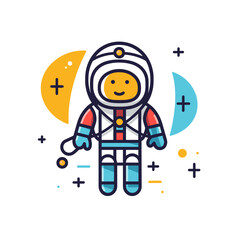 Naklejka premium Cute cartoon astronaut exploring outer space