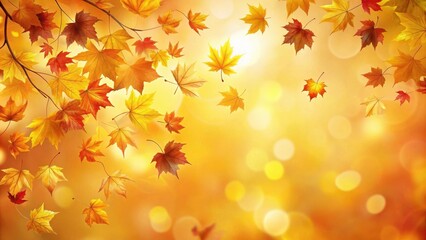 Fototapeta premium Autumnal Leaf Symphony Golden Hues Dancing in the Gentle Breeze
