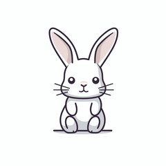 Obraz premium Cute white rabbit sitting on a smooth surface