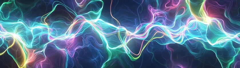 Obraz premium Vibrant abstract waves of color and light, ideal for backgrounds or digital designs, conveying energy and motion.